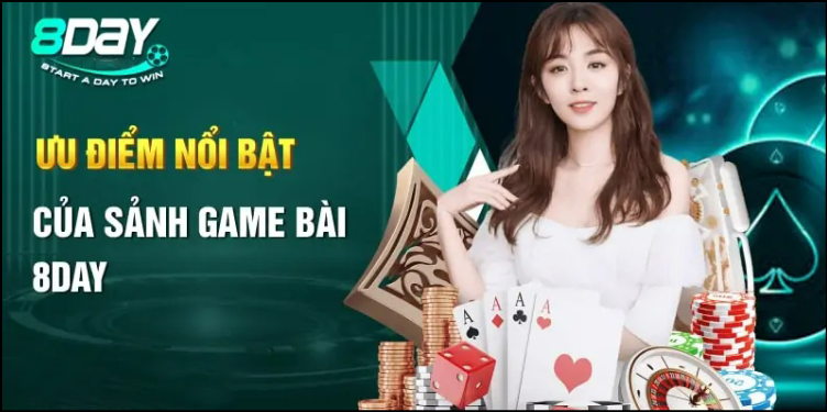 Sảnh game bài 8DAY đa dạng và độc đáo