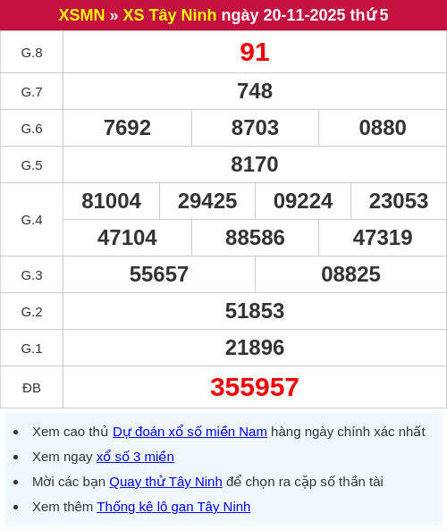 Kết quả XSTN ngày 20/11/2025 Kết quả XSTN ngày 20/11/2025