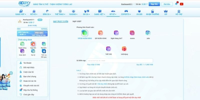 Thực hiện đúng các bước nạp tiền giúp giao dịch diễn ra nhanh chóng Thực hiện đúng các bước nạp tiền giúp giao dịch diễn ra nhanh chóng