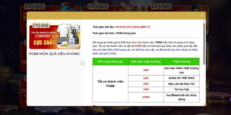 PG88 ghi nhận thông tin ngày sinh của người chơi và tặng thưởng